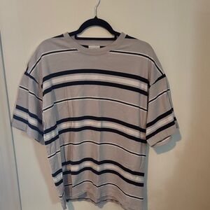 H&M Men's oversized Short Sleeve Striped Tee - Gray and Black